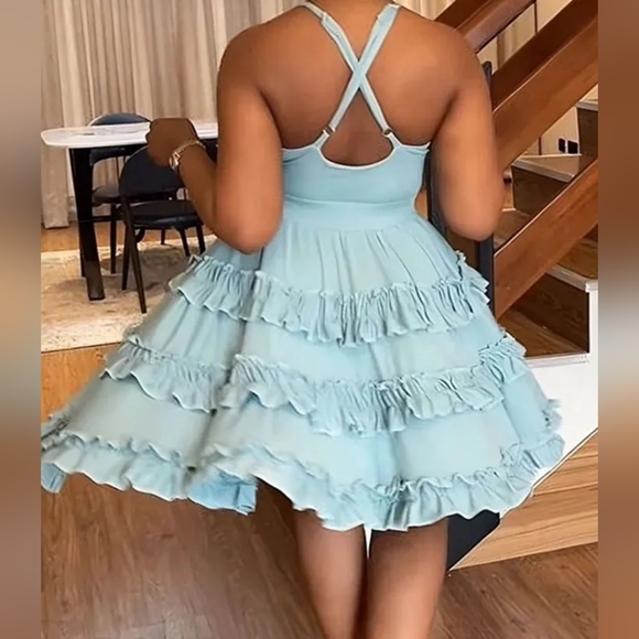 Baby Blue Sexy Sweet Daily Party Backless Dress - Picture 2 of 2